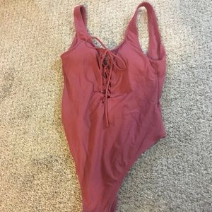 Lace up one piece swimsuit